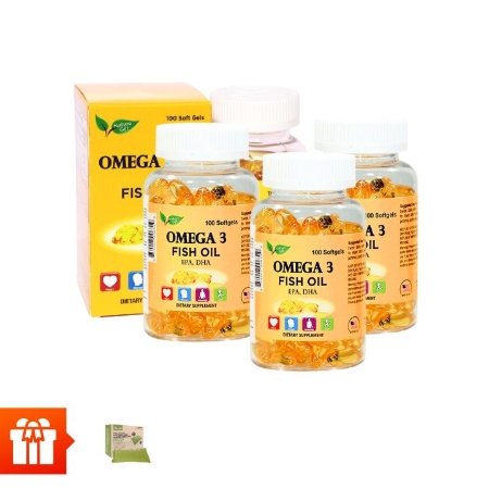 [Vulan 60P]- Combo 4 hộp TPBVSK Omega 369(100 viên/ hộp)+ 1 gối chườm thảo dược