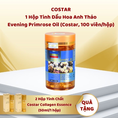 [Nor10%] COSTAR _1 Hộp Tinh Dầu Hoa Anh Thảo Evening Primrose Oil (Costar, 100 viên/hộp)+ 2 Hộp Tinh Chất Costar Collagen Essence (50ml/1 hộp)