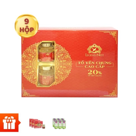 [60P]LEGEND NEST - Bộ 09 hộp nước yến đường phèn(20%)+3 hộp nước yến đường phèn(18%)+ 6 lon yến hạt chia