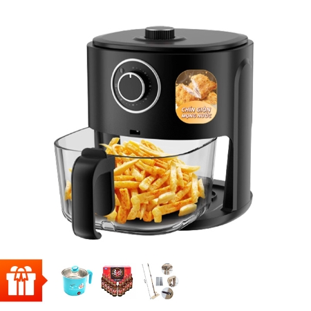 [QK]MISHIO - Nồi chiên không dầu thuỷ tinh 6L Mishio MK349 (VTVH độc quyền) + ca nấu mì