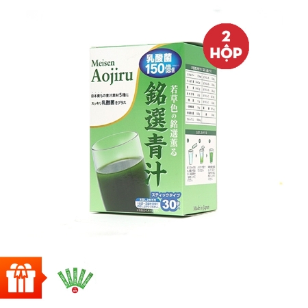 [ĐV] Combo 2 hộp bột rau xanh bổ sung chất xơ Meisen Aojiru (Hộp 30 Gói X 3G)+ 2 hộp  cùng loại ( 1 hộp/ 7 gói)