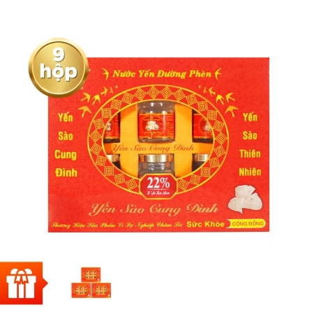 H2D[60P R s] Yến sào Cung Đình - Combo 9 hộp yến đường phèn Cung Đình (22% yến)+ 3 hộp yến đường phèn (18% yến )