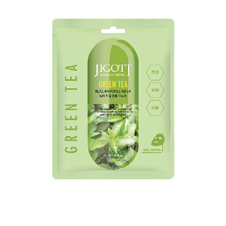 [EC]-SET 10 MIẾNG MẶT NẠ GIẤY TRÀ XANH GIẢM MỤN- JIGOTT GREEN TEA REAL AMPOULE MASK