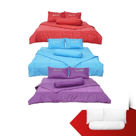 CRS-Haewon Style- Bộ drap mền chần cotton satin gấm (1m6/1m8) + 2 ruột gối nằm + 1 ruột gối ôm