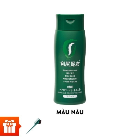 [PGM]Màu nhuộm phủ bạc RISHIRI HAIR COLORING TREATMENT (DARK BROWN) hiệu RISHIRI 200g/Chai tặng 1 Lược nhuộm tóc Color Care Brush and Comb/Cái