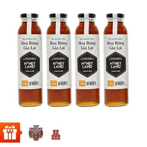 HONEYLAND - Combo 4 chai mật ong Gia Lai (470gr/chai)