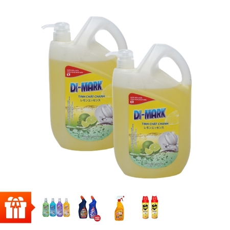 [Web/App] DIMARK - 2 can nước rửa chén (Hương Chanh) 2.1kg + 4 chai nước lau sàn 1L (4 mùi) Tặng 1 chai tẩy toilet 600ml (quế/bạc hà) + 1 chai xịt lau bếp 600ml + 2 chai xịt côn trùng 300ml