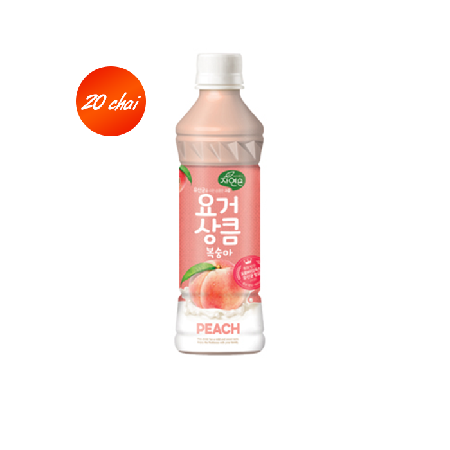 [EC] WOONGJIN Yogur Peach - Thùng 20 chai nước lợi khuẩn đào 340ml/chai