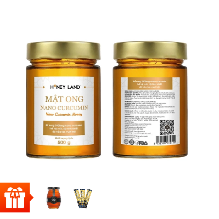 HONEYLAND - Combo 2 hũ mật ong Nano curcumin 500g + 2 hũ mật ong hoa rừng 250g + 3 gói mật ong sữa chúa vị chanh dây