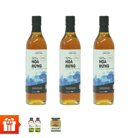 [30P]HONEYLAND_Combo 3 Chai Mật Ong Hoa Rừng 730g/Chai + 2 Chai Mật Ong Nam Cát Tiên 520g/Chai + 1 hũ nho 200g