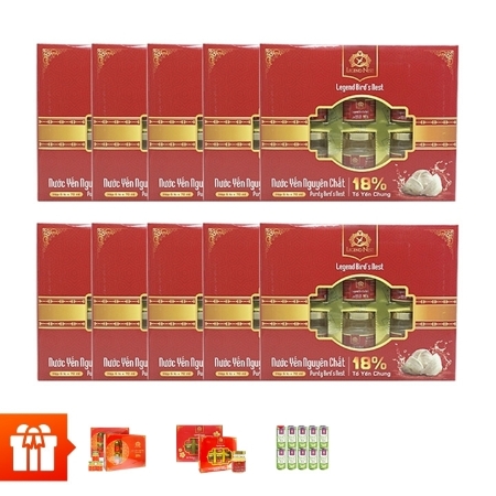 LEGEND NEST - Bộ 10 hộp nước yến đường phèn(18%)+2 hộp nước yến đường phèn(13%)+2 hộp nước yến đường phèn(20%)+12 lon yến hạt chia