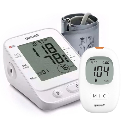 [OB] YUWELL - Máy đo huyết áp bắp tay điện tử YE660E + Máy đo đường huyết 710 ( bao gồm 10 que + 10 kim)