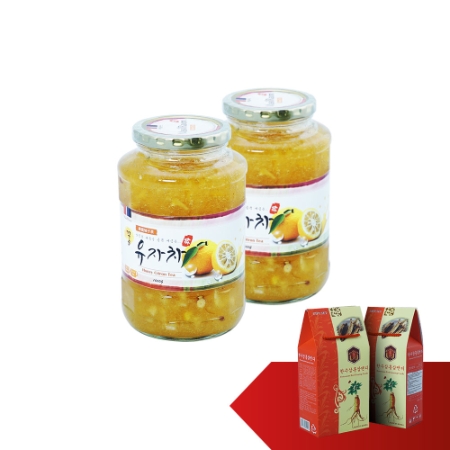 [FP]MIWAMI - 2 hũ trà mật ong chanh 1000g + 2 hộp kẹo hồng sâm Hàn Quốc 200g