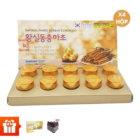 [Deal]Combo 4 hộp TPBS Viên đông trùng hạ thảo (10 viên/ hộp) + 1 hộp cùng loại + 20 chai nước uống đông trùng hạ thảo ( 100ml/chai)+ 02 gói Kẹo hồng sâm Hàn Quốc 200g/gói