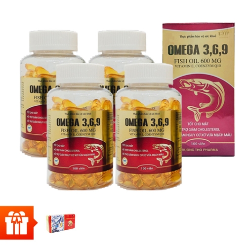 TX-Combo 4 hộp TPBVSK Omega 369 Fish oil  600MG(100 viên / hộp)+ 1 hộp sâm đông trùng Ginseng Extract Gold 60 viên
