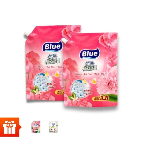 BLUE - Combo 2 túi nước xả vải Blue Hương Thanh xuân 3.2L + 1 túi nước xả vải Blue for Baby 3.2L + 1 túi Nước giặt Blue 2Kg hương Thảo Mộc/hương Nước Hoa