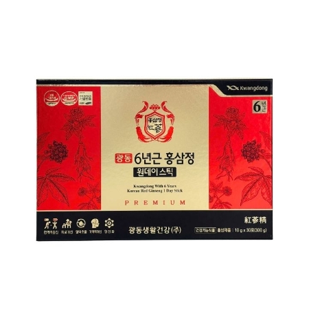 [Dropship] Thực Phẩm Bổ Sung Nước Hồng Sâm Hàn Quốc KWANGDONG (KwangDong With 6 Years Korean Red Ginseng 1 Day Stick, 10g/gói, 30 gói/hộp)