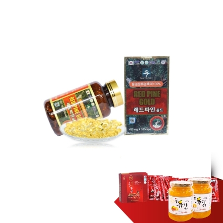[Import]RED PINE GOLD-Tinh dầu thông đỏ+2 trà mật ong chanh+10 gói nước HSNH+1 SRM+1 xà bông