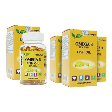 NATURE GIFT-Combo 5 hộp Omega 3 Fish Oil (100 viên/ hộp )+1 hộp cùng loại + 2 gói kẹo hồng sâm 200gr 
