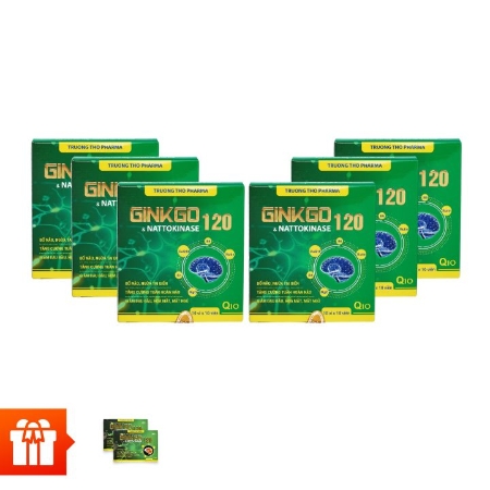 [PNVN] TẦM XUÂN - Combo 6 hộp bổ não, ngăn ngừa tai biến Ginkgo & Nattokinase 120 (100viên) + 2 hộp bổ não, ngăn ngừa tai biến Ginkgo & Nattokinase 120 (30 viên)