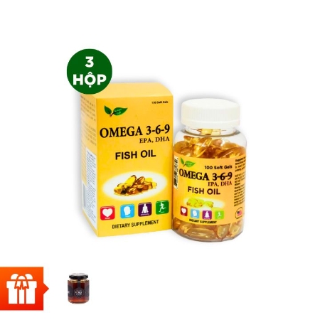 [PNVN] NATURE GIFT - Combo 3 hộp  TPBVSK Omega 369 (100 viên/hộp) + 1 hủ mật ong hoa nhãn Honeyland 230g 