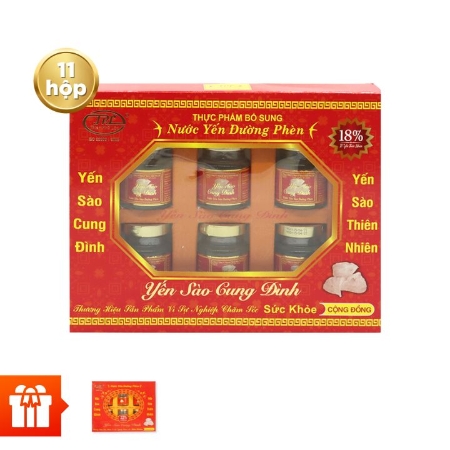 [BFD25] YẾN SÀO CUNG ĐÌNH - Bộ 11 hộp nước yến đường phèn 18% + 1 hộp yến đường phèn 22%