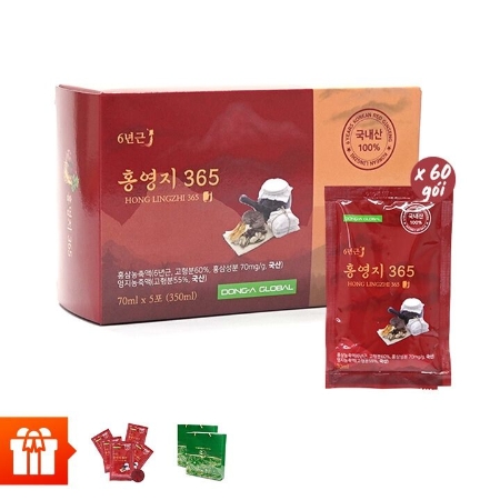 [OB]Combo 60 gói TPBS nước hồng sâm linh chi Honglinzhi 365 (70ml/gói) +10 gói nước hồng sâm linh chi Honglizhi (70ml/ gói) + 2 túi giấy