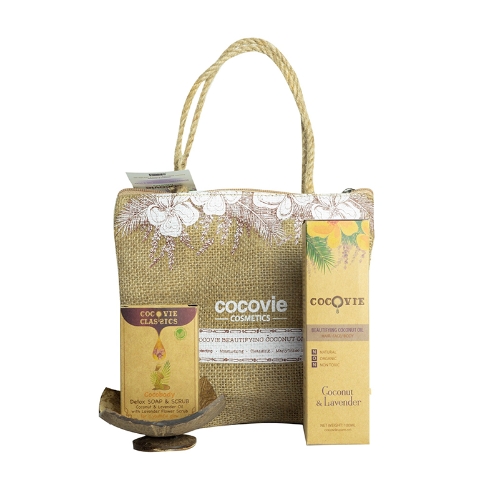 COCOVIE - Bộ quà tặng dừa oải hương organic (Lavender)
