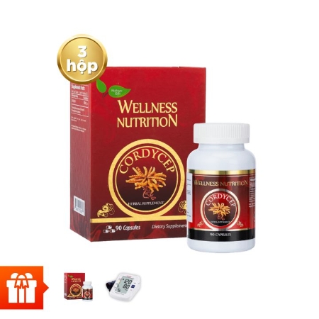 [SHMS] NATURE GIFT - Combo 3 hộp TPBVSK Viên đông trùng hạ thảo Wellness Nutrition (90 viên/ hộp) +  1 hộp cùng loại  + 1 máy đo huyết áp Sinocare