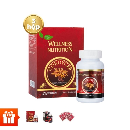 [9Y Edit] NATURE GIFT - Combo 3 hộp TPBVSK Viên đông trùng hạ thảo Wellness Nutrition (90 viên/hộp) + 1 hộp cùng loại  +  1 hộp Tongkat tăng cường sinh lý nam (30 viên/hộp) + 1 hộp 5 gói hồng sâm nước 