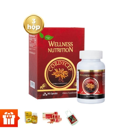 [BF] NATURE GIFT - Combo 3 hộp TPBVSK Viên đông trùng hạ thảo Wellness Nutrition (90 viên/ hộp) + 1 hộp Omega 369 (100 viên/hộp) + 1 Trà sâm + 1 Túi vải canvas