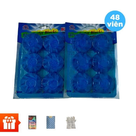 HAPPY KITCHEN - Bộ 48 viên tẩy toilet Happy Kitchen + 6 khăn lau + 1 thảm chống trơn trượt + 1 đôi bao tay nhà bếp