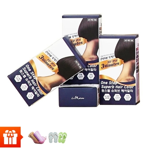 LETMIMO - Bộ 4 hộp thuốc nhuộm tóc + 2 khăn gội Bestke + 2 đôi dép xốp + 2 khăn mặt Bestke 48*28cm