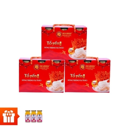 [NOR] SEABIRD - Combo 3 hộp Yến Chưng Đông Trùng Hạ Thảo (150ml/hũ, 6 hũ/hộp) + 3 hũ Yến chưng Đông Trùng Collagen (150ml/hũ)