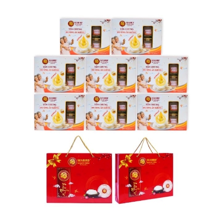 [NOR] SEABIRD - BỘ QUÀ SỨC KHỎE - Combo 8 hộp Yến Chưng Đường Ăn Kiêng (70ml/hũ, 6 hũ/hộp)