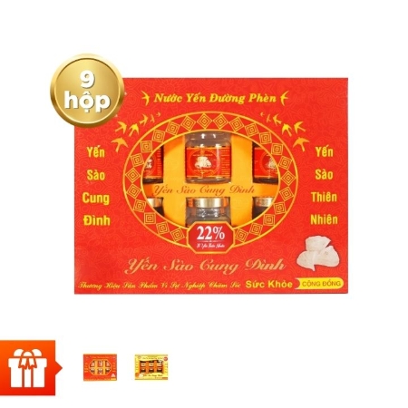 [SN10] YẾN SÀO CUNG ĐÌNH - Combo 9 hộp yến đường phèn Cung Đình (22% yến)  +1 hộp yến đường phèn 18% yến + 1 hộp yến đông trùng hạ thảo 18% yến