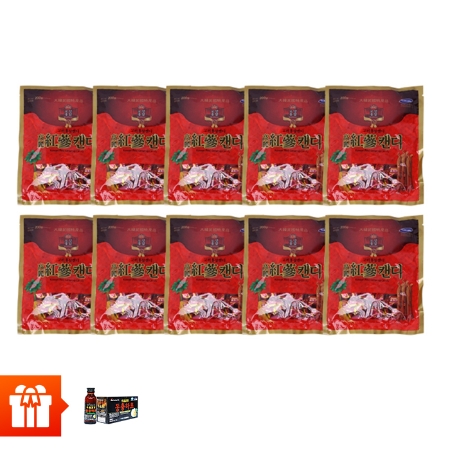 [T8]Combo 10 gói kẹo hồng sâm Hàn Quốc (200g) + 10 chai đông trùng hạ thảo (100ml)