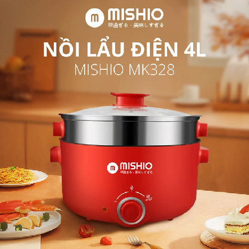 [FS]MISHIO - Nồi lẩu điện Mishio kèm xửng hấp (4L) MK328
