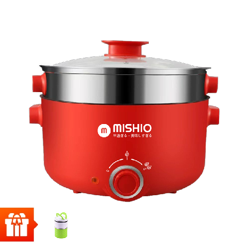 MISHIO - Nồi lẩu điện Mishio kèm xửng hấp (4L) MK328 + 1 hộp cơm 2 ngăn
