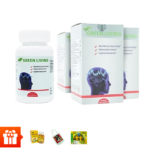 [Tết]Nature Gift-Combo 4 hộp TPBVSK Green Living - hỗ trợ tăng cường tuần hoàn não (60 viên/ hộp) +   1 Omega 369 100v + 1 Túi vải canvas + 1 hộp nước yến lá dứa 