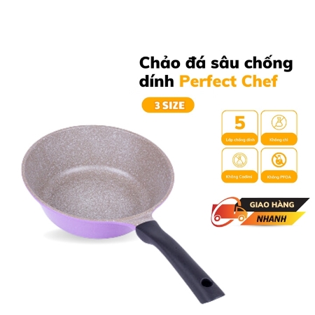 [TMĐT PERFECTCHEFT_ Chảo vân đá đáy từ chống dính size 24cm