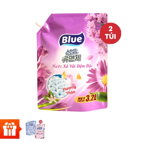 [Op2]Combo 2 túi  nước xả vải  Blue hương  Thảo 3.2L+ 1 túi nước xả vải Blue for Baby 3.2L + 1 túi Nước giặt Blue 2Kg hương Thảo Mộc/hương Nước Hoa