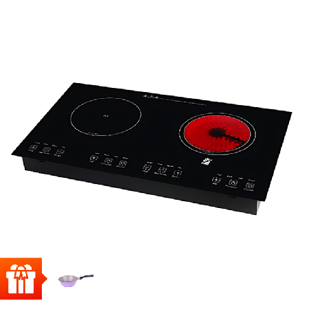 PERFECT - Bếp đôi điện  từ Hồng  ngoại  PF-PD2889 + 01 Chảo vân đá sâu đáy từ chống dính Perfectchef size 26cm