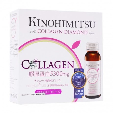 Kinohimitsu -Nước uống cải thiện đàn hồi da Collagen Diamond 5300 (Hộp 3 chai 50ml)