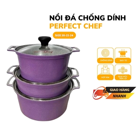 [TMDT]PERFECTCHEF_ Nồi đúc vân đá đáy từ size 20cm