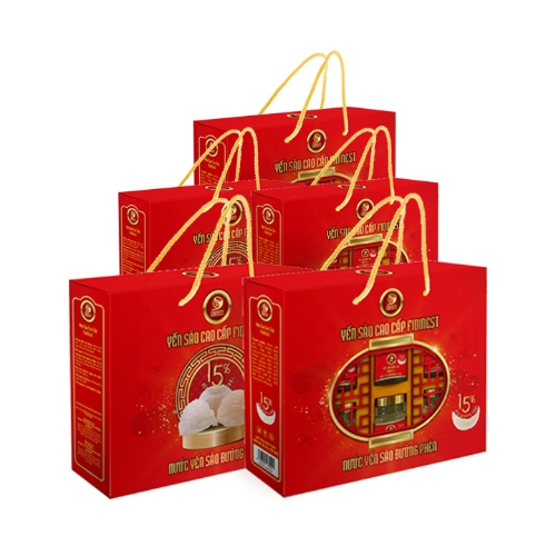 Fidinest- 5 Hộp yến sào Fidinest chưng đường phèn 15% yến 