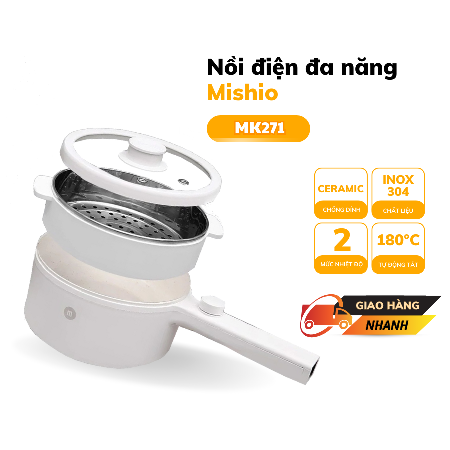 [TMDT]MISHIO - Nồi nấu điện Mishio MK271 (có xửng) (XANH / TRẮNG)