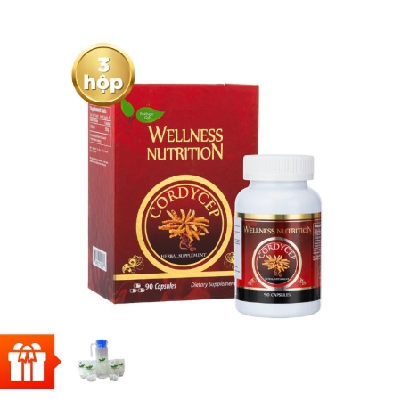 [TẾT 25] NATURE GIFT - Combo 3 hộp TPBVSK Viên đông trùng hạ thảo Wellness Nutrition (90 viên/ hộp) + 1 hộp cùng loại