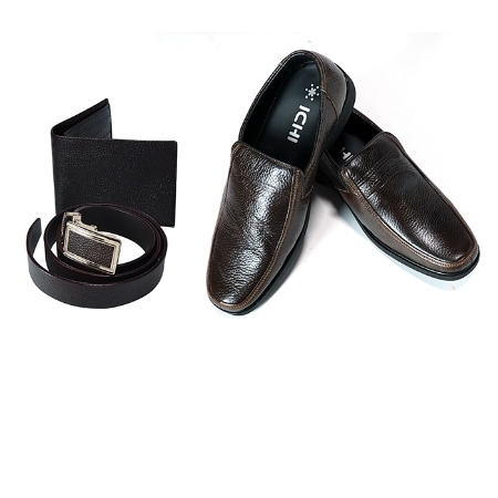 [Black Friday]ICHI-Combo đồ da cao cấp cho nam giới:1 đôi giày Tây thời trang da thật+1 bộ ví và thắt lưng da thật