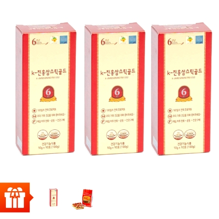 SANTE 365 -Combo 3 hộp Thực phẩm bảo vệ sức khỏe K-JIN RED GINSENG STICK GOLD, 10g/gói x 10 gói/ hộp